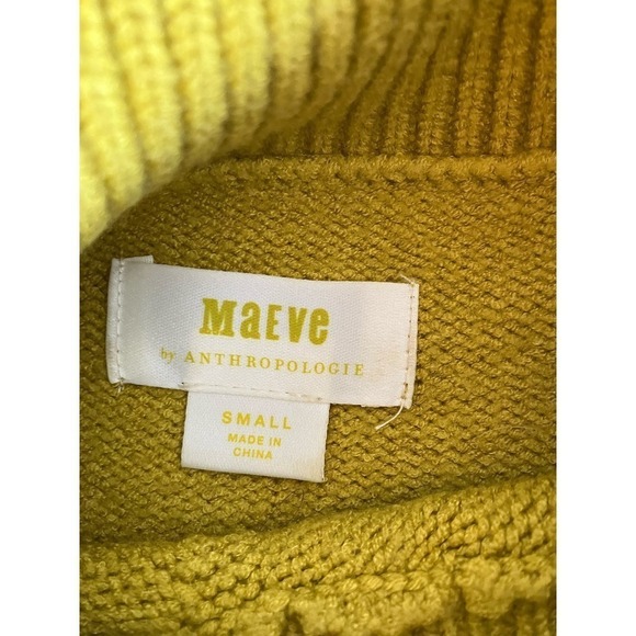Anthropologie Maeve Crystal Tunic Sweater Mock Neck Chartreuse Yellow Hi Low S - Picture 8 of 11